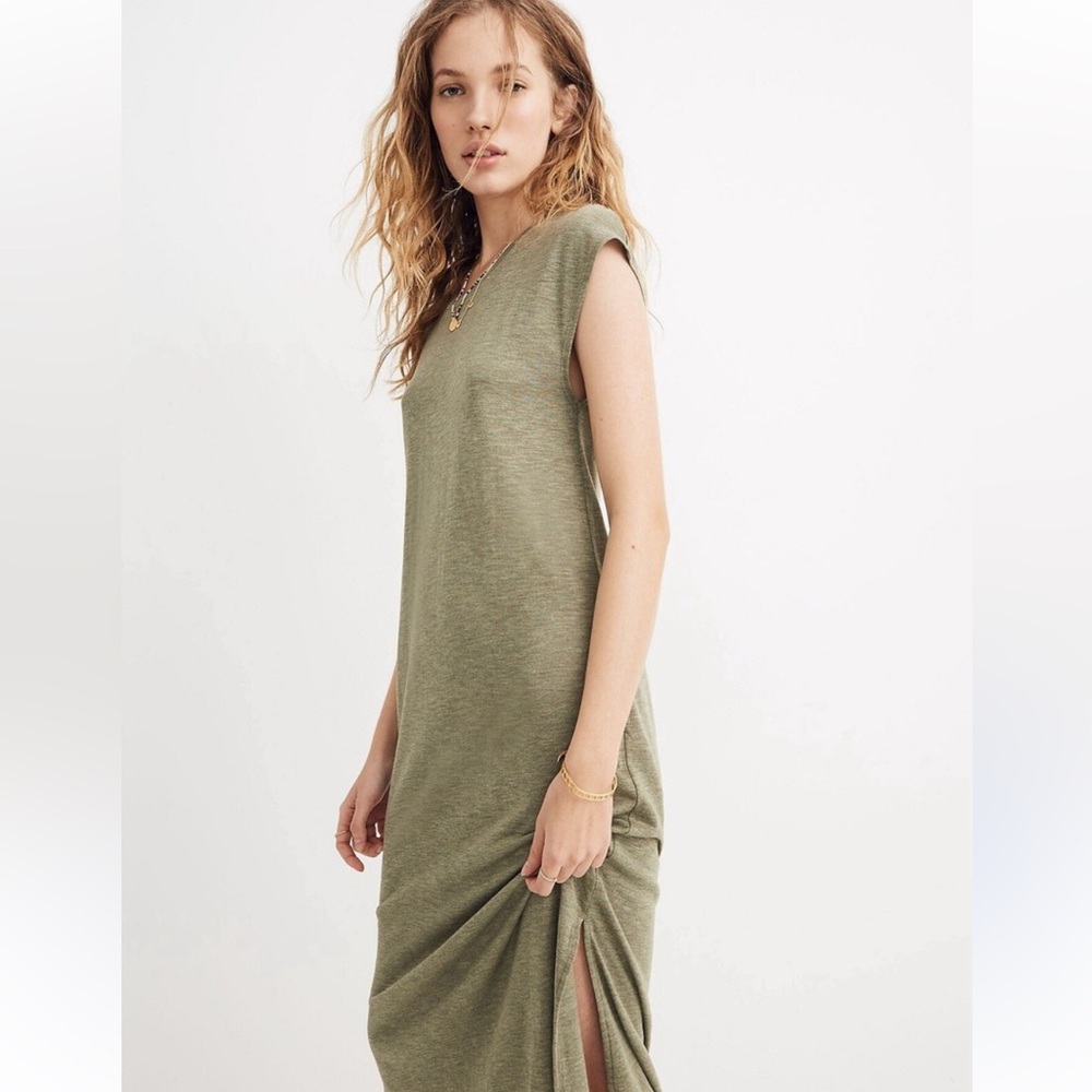 Madewell Shirt Midi Dress Sweet Pine